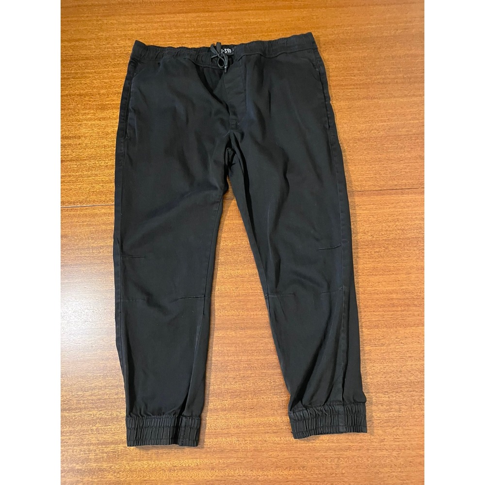 U-510 Under 510 Mens Jogger Pants 36 Short Black Stretch Cotton Chino Drawstring